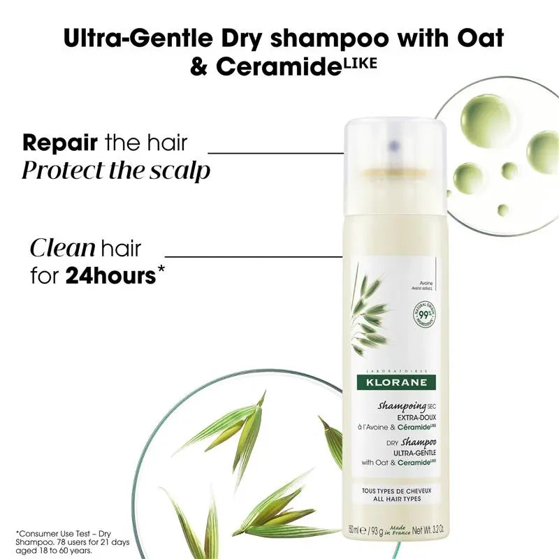 Klorane ultra-gentle dry shampoo with oat and Ceramide available at The Distriqt Lebanon