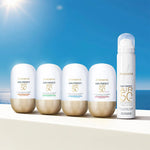 Lancaster Sun Perfect Air SPF50 face mist for convenient sunscreen reapplication and radiant skin available at the distriqt in lebanon