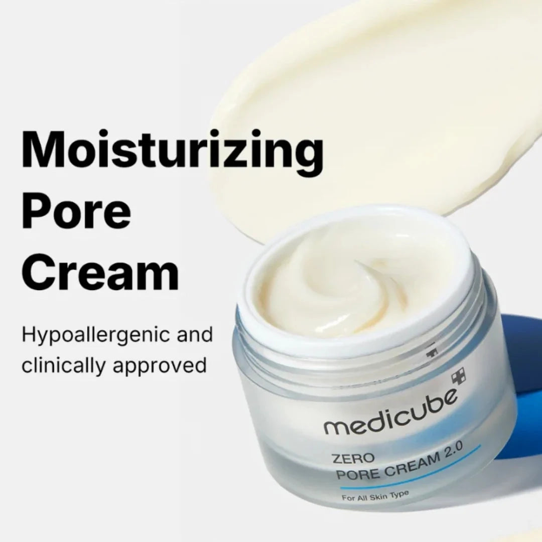  Medicube Zero Pore Cream 2.0, moisturizing pore cream in an open jar
