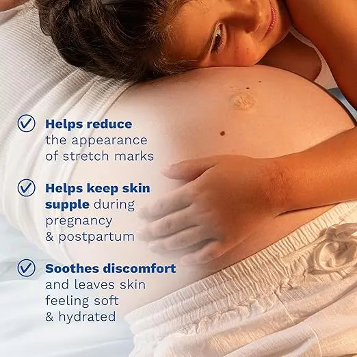 Mustela Maternity Essential Care Certified Organic 200ml pregnancy-safe skincare formula supporting skin softness and hydration.