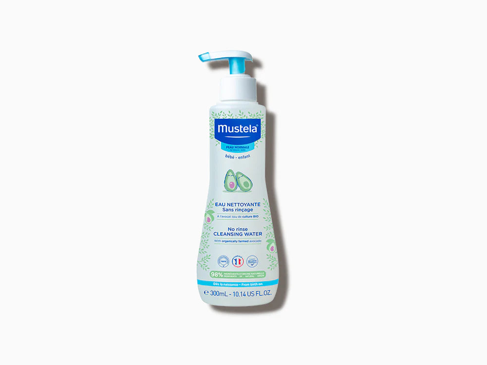 Mustela No Rinse Cleansing Water 300ml gentle micellar cleanser for babies and children.