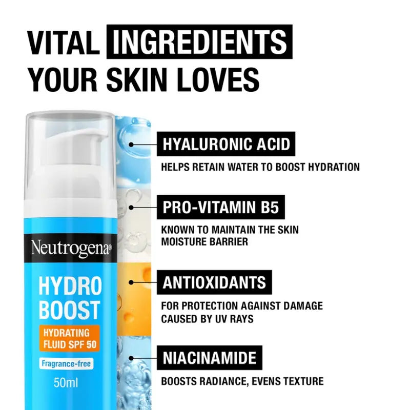 Neutrogena Hydro Boost SPF 50 with hyaluronic acid and niacinamide