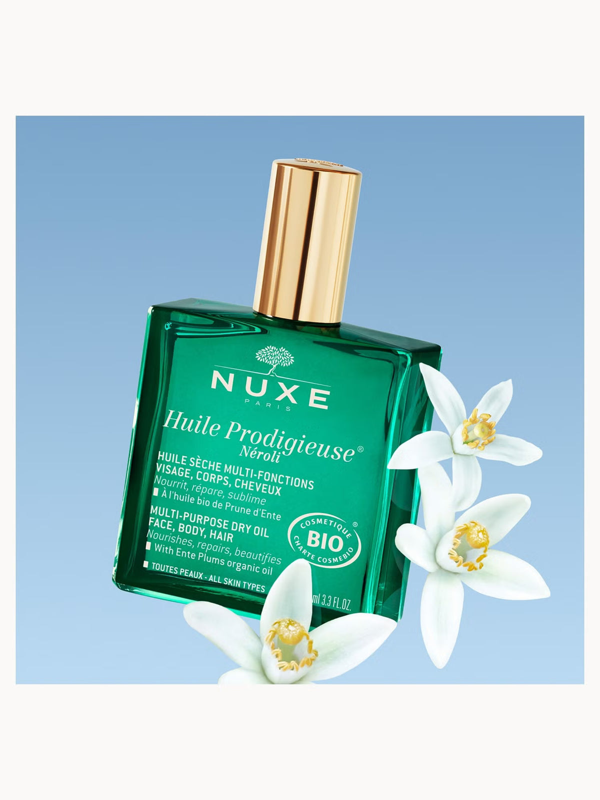 Nuxe Huile Prodigieuse Néroli organic face, body, and hair oil available in Lebanon.
