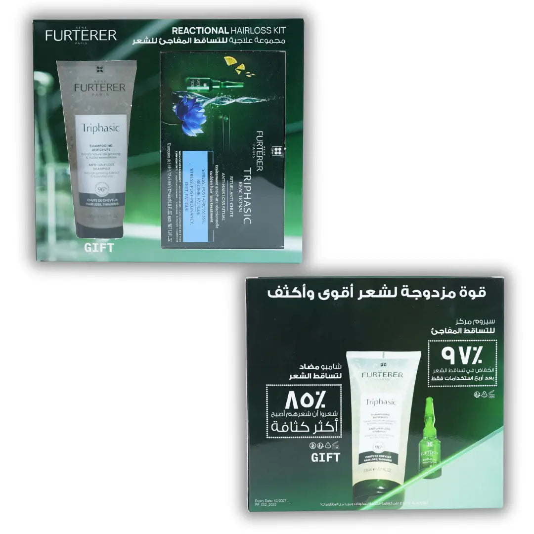 Triphasic shampoo and anti-hair loss treatment duo for stronger, healthier-looking hair.