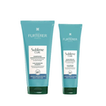 Two bottles of Sublime Curl hair care products by Rene Furterer on a white background
