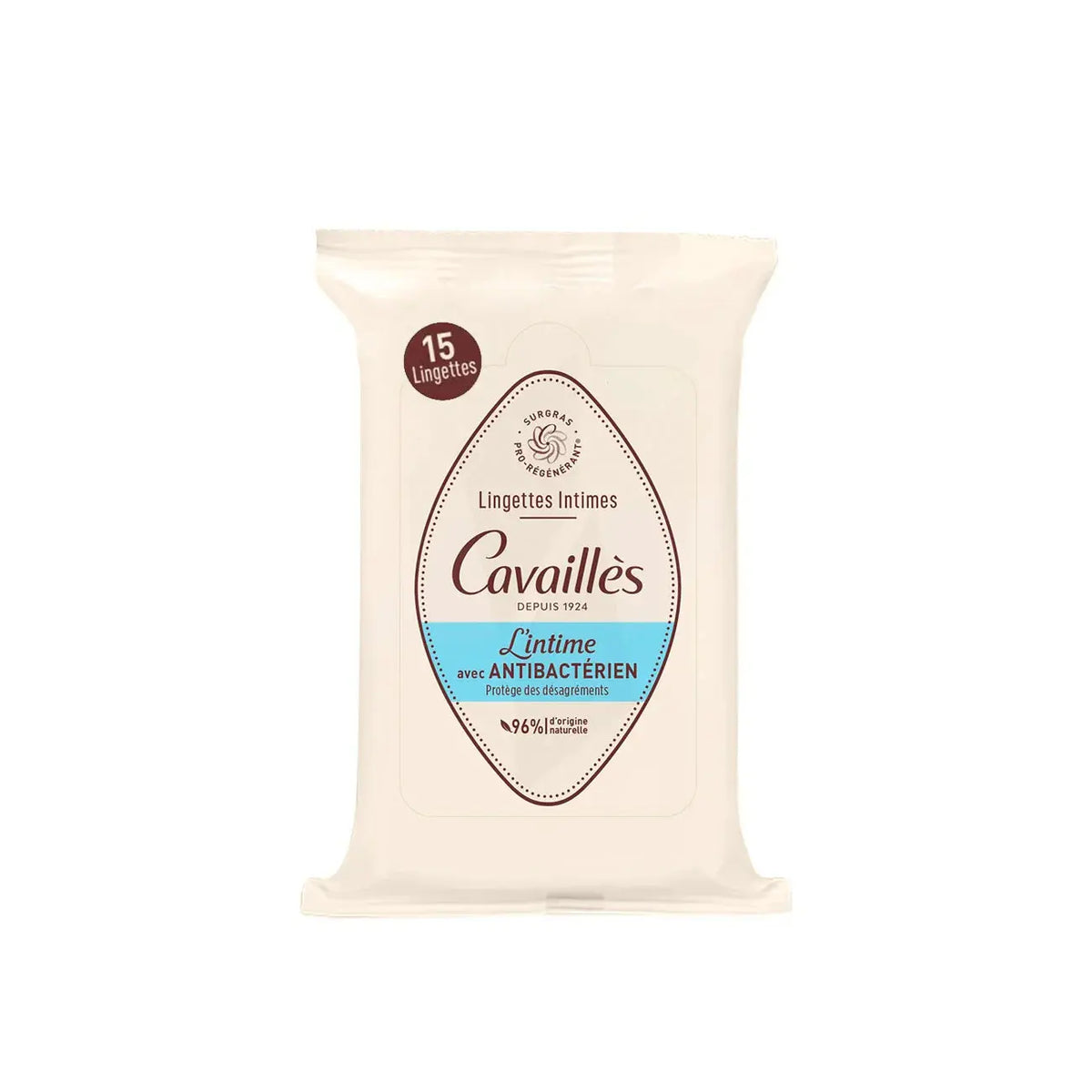 Rogé Cavaillès Antibacterial Intimate Hygiene Wipes 15 Wipes for sensitive intimate care.