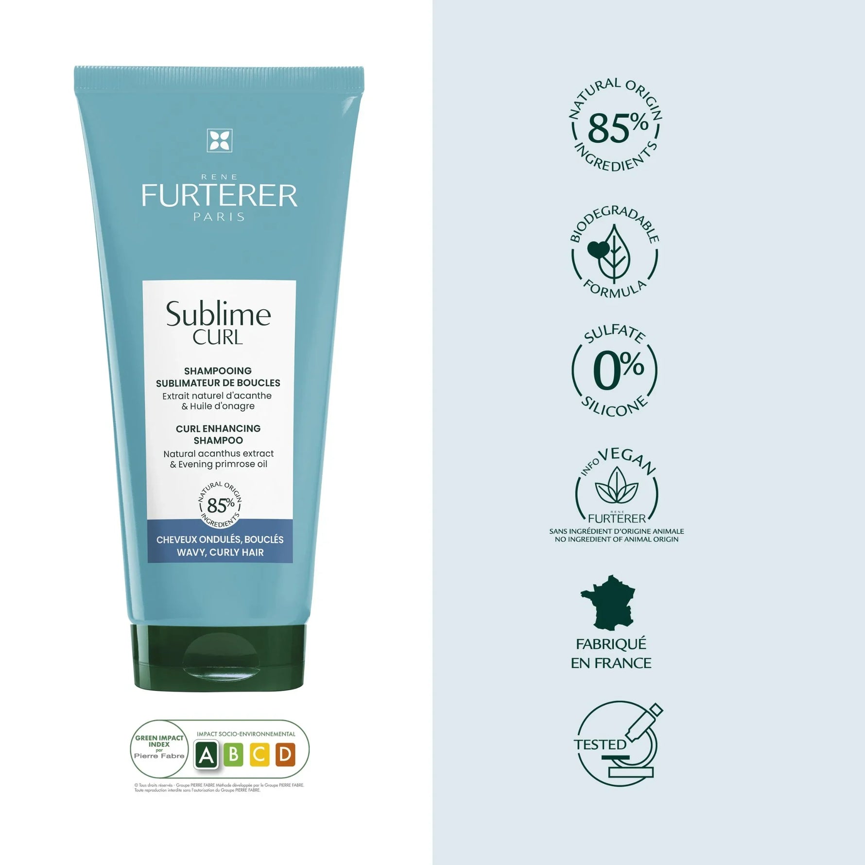 René Furterer curl shampoo with acanthus extract and organic evening primrose oil.