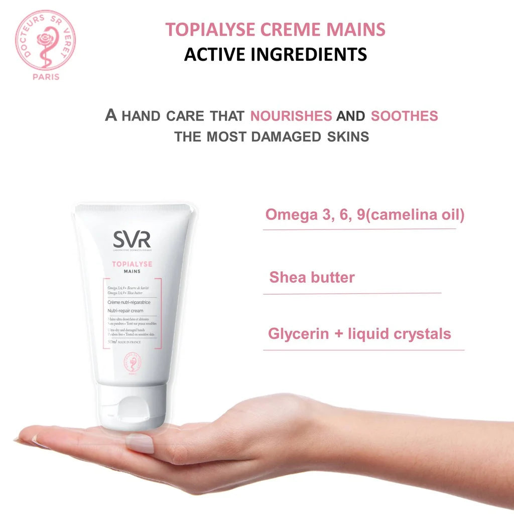 SVR Topialyse Mains 50ml hand cream for damaged dry skin available from The DistrIQt Lebanon