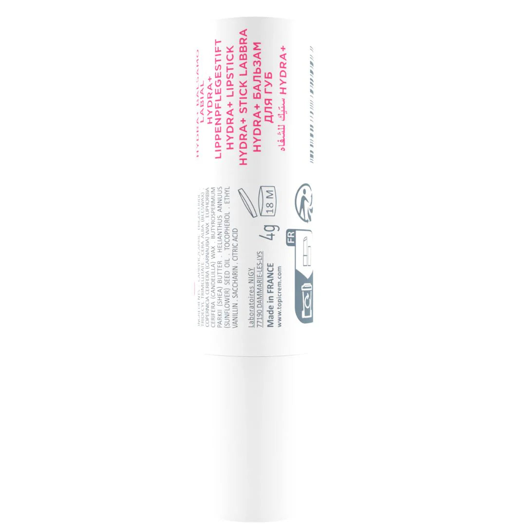 Topicrem moisturizing lip balm that helps repair and protect dry lips.
