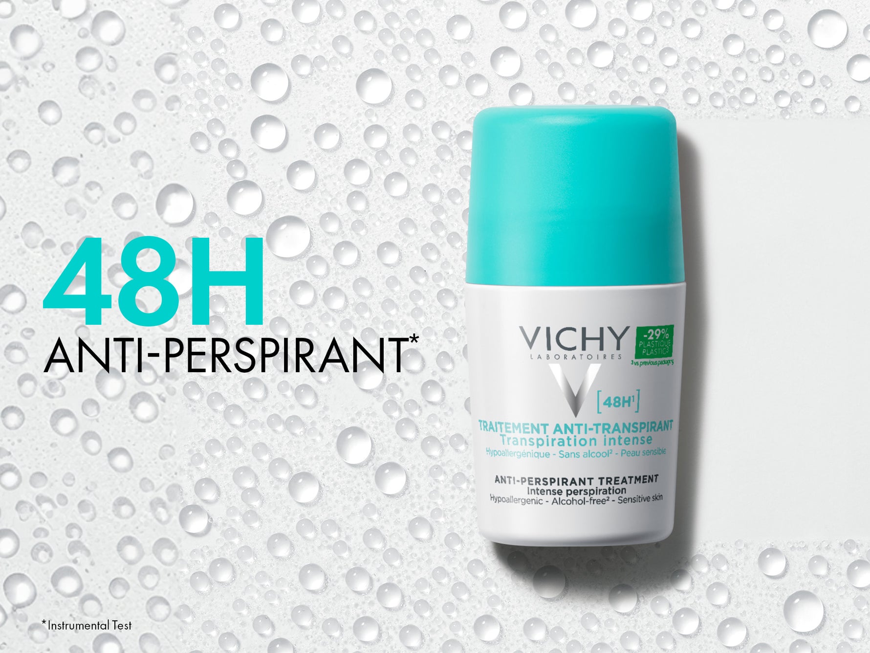 Vichy roll-on deodorant for long-lasting sweat protection