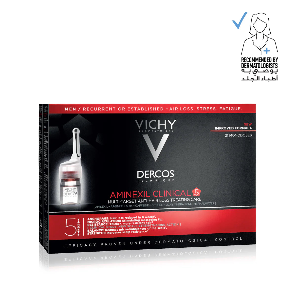 Vichy Dercos Aminexil Clinical 5 Anti-Hair Fall Treatment for Men x21 doses scalp treatment for hair loss